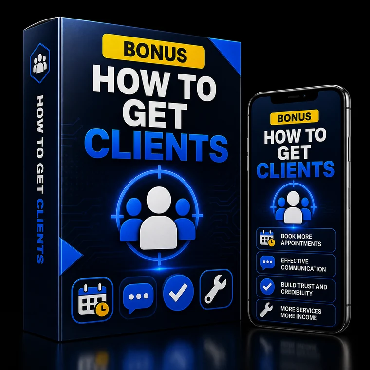 Mockup ultra realista del bono How to Get Clients