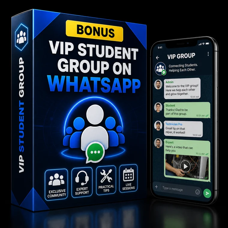 Mockup ultra realista del bono VIP Student Group on WhatsApp