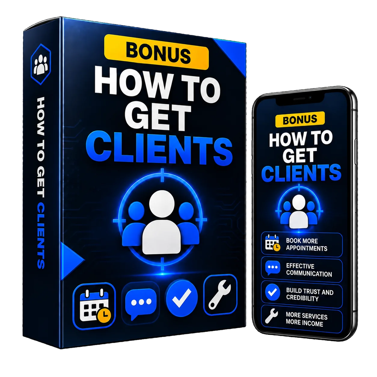 Mockup ultra realista del bono How to Get Clients