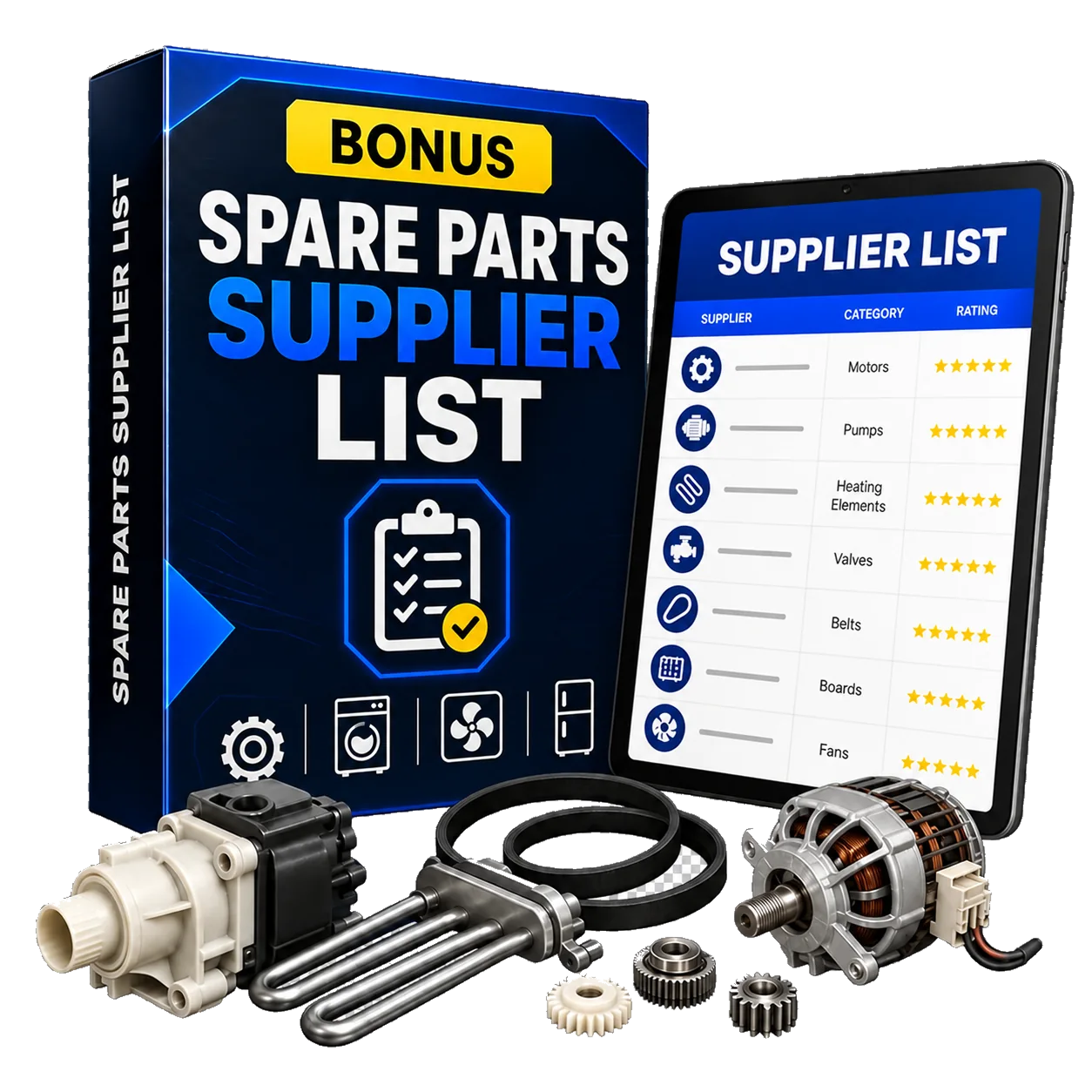 Mockup ultra realista del bono Spare Parts Supplier List